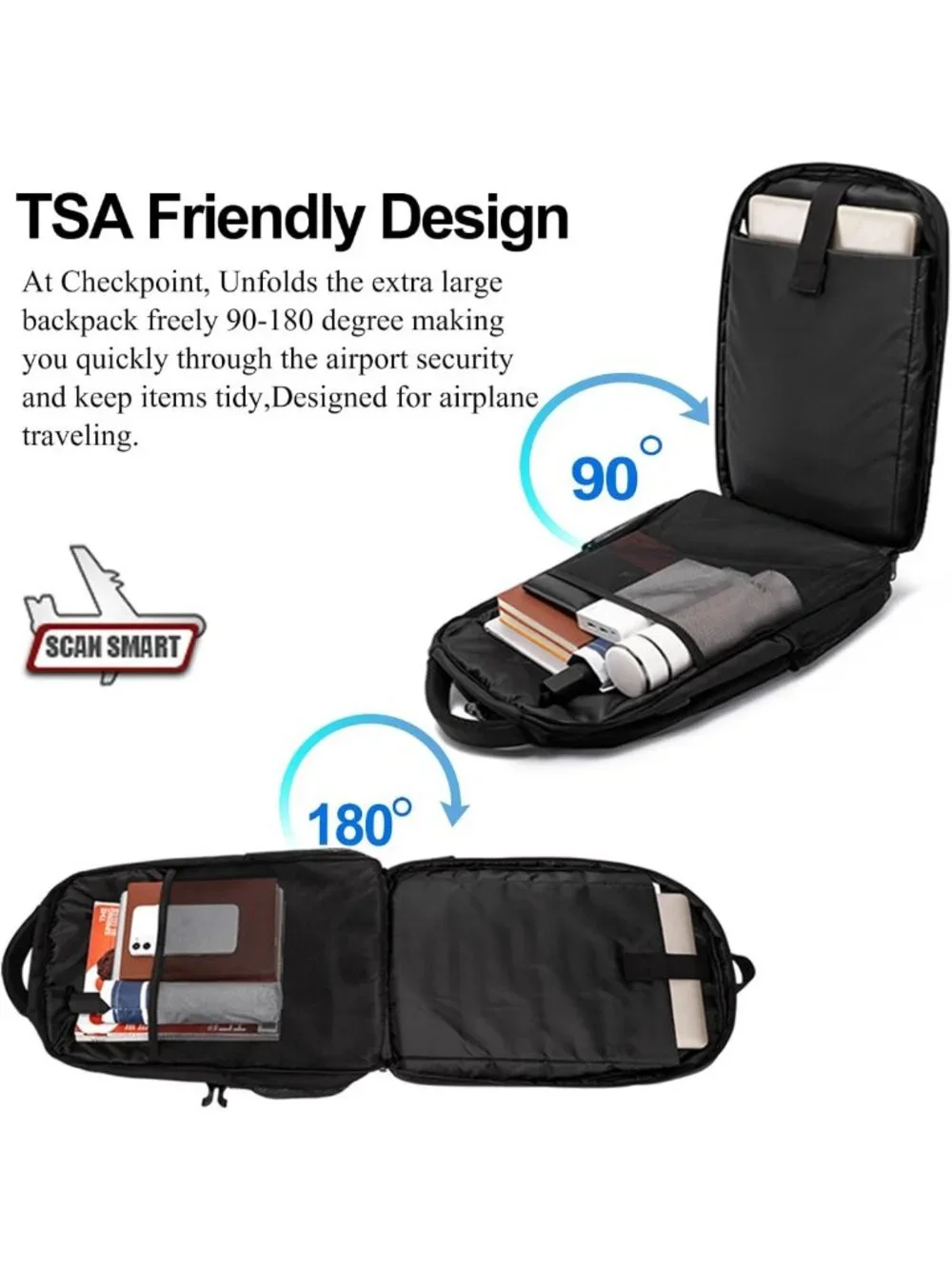 Water Resistant 50L Extra Large Travel Laptop Backpack with USB Port